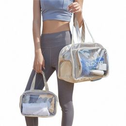 pvc Transparent Fitn Training Bag Large Capacity Hand Lage Bag Lightweight Waterproof Clear Tote Bag Handbags for Cam P95X#