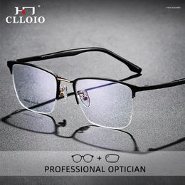 Sunglasses CLLOIO Men Business Glasses Anti Blue Light Reading High Quality Half-Frame Myopia Prescription Optical Eyeglasses 86025