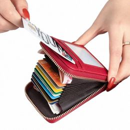 fi PU Leather Solid Busin Card Holders for Men Women Wallet with Multiple Slots and Zipper ID Bank Card Covers Case P3Md#