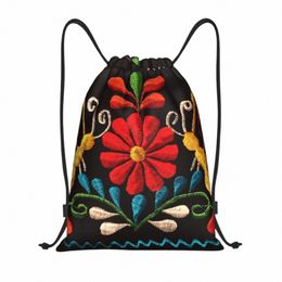 mexican Butterflies And A Red Fr Drawstring Backpack Sports Gym Bag for Women Men Colourful Traditial Training Sackpack z8Kg#