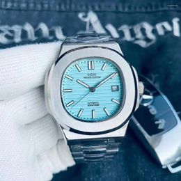 Wristwatches Luxury Automatic Mechanical Men Watch Sky Blue Diamonds Sport Watches