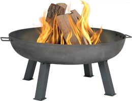 Bakeware Tools Sunnydaze 34-Inch Rustic Cast Iron Outdoor Raised Fire Pit Bowl With Handles - Steel Finish
