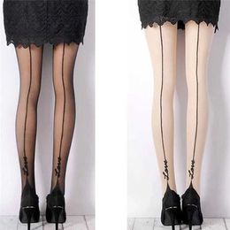 Sexy Socks Tights Vertical Stripe Bottom Stockings Tigh Women Lady Girl English Love Letter Tattoo Stockings Pantyhose Sexy 240416