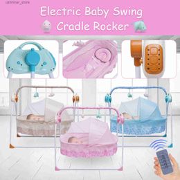 Baby Cribs Electric Baby Cradle Auto Swing Rocker Cot Infant Sleeping Bed Swing Crib Kit Timer+Bluetooth Music+Mat+Pillow 5Gears Adjustable L416