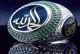 Vintage Islam Prophet Muhammad Blue Crystal Ring Punk S Star Turkish Ottoman CZ Statement Rings for Men Boho Muslim Jewelry2230974
