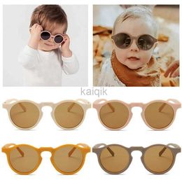 Sunglasses New Fashion Children Glasses Vintage Round Outdoor Sun Protection Sunglasses Baby Girls Acrylic UV400 Sunglasses Kids Eyeglasses 240416