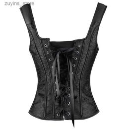 Women's Tanks Camis Overbust Sexy Satin Corset With Cups Top Lace Steampunk Corsets And Bustiers Black White Body Shaper Women Waist Cincher 3975836 L49