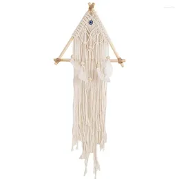 Tapestries Macrame Wall Hanging Tapestry Tassels Pendant With Feathers And Triangle Frame For Bedroom Living Room Dorm