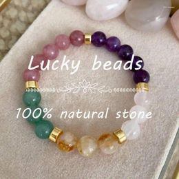 Link Bracelets Good Luck For Women Real Natural Stone Citrine Tiger Eyes Amethyst Girlfriend Mom Gift Original Jewellery Luxury