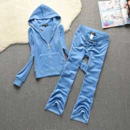 Juicy Coconut 2024 Spring/ Autumn New Zipper Diamond Solid Colour Top Velvet Tracksuit Sports Set Yoga Flare Pants Two Piece Set