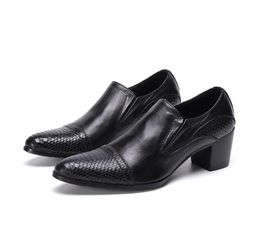 Dress Shoes Men Genuine Leather Business Suit Brand Bullock Black Wedding Mens High Heels 20229153184