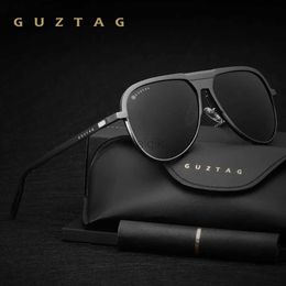 Sunglasses GUZTAG Unisex Sunglasses Aluminum Polarized UV400 Mirror Classic Sun Glasses Men Women Driving Vaction For Female Male 240416