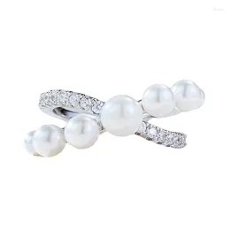 Cluster Rings S925 Silver Ring Pearl Zircon Women's Jewellery