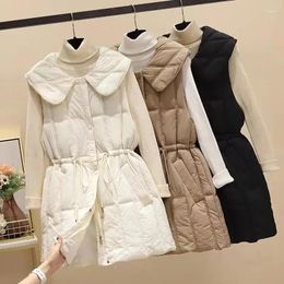 Women's Vests Cotton Waistcoat 2024 Autumn Winter Loose Sleeveless Waist Retraction Lady Down Vest Casual Ladies Jacket