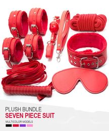 2016 Sex bandage Leather bdsm adult sex game 6pcs Handcuffs face bandage Headgear Restraint Sex Toys for Couples7856287