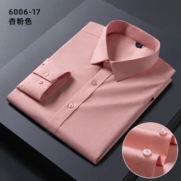 Mens fashion shirt long sleeve bamboo Fibre springsummer nonironing formal business casual solid Colour slim high quality 240403