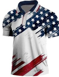Mens Turndown Polo Shirt Golf Graphic National Flag 3D Print Street Daily Short Sleeve ButtonDown Clothing Apparel 240401