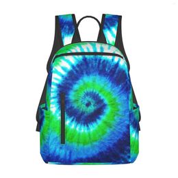 Backpack 14.7 Inch Blue-Green Tie Dye Compact Light Travel Bag Laptop Hippie Print Computer For Men Women Adjustable Straps