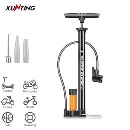 Xunting Bike Pump Portable Cycling Air Floor Pump Inflator High Pressure Black Bicicleta Multi-functional Pumps with Gauge 240410