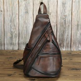 Backpack Sbirds Lastest Style Leather Chest Bag Vintage Single Shoulder Bagpack Real Cowhide Male Crossbody Pack