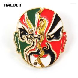 Brooches HALDER Chinese Culture Beijing Peking Opera Facial Masks Half Face Jewelry Lapel Pins Irregular Badge Gift For Couple