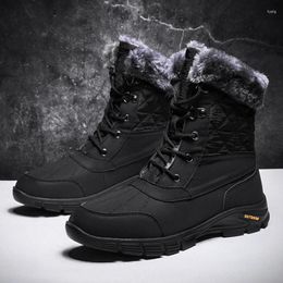 Casual Shoes Men Thick Fur Winter High Top Mans Footwear Warm Snow Boots Ankle Botas Hombre For 2024 Plush Sneakers