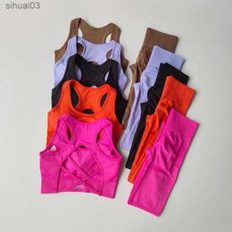 Women's Tracksuits Crop Top Sports Bra Womens Set Professional Fitness Tank Top Bra Shockproof Running Yoga Suit Beautiful Back BraL2403