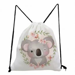 storage Shoes Bags Casual Cute Carto Koala Print Lovely Animal Backpacks for Students Drawstring Pocket Portable High Quality S9fR#