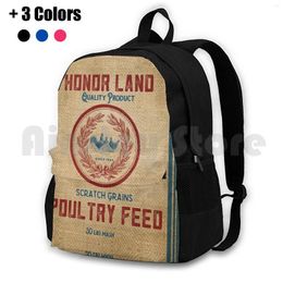 Backpack Vintage Burlap Like Feed Sack Outdoor Hiking Riding Climbing Sports Bag Seed