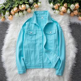 Women's Jackets Women Jacket 2024 Spring Autumn Casual Oversize Denim Washed Jeans Coat Turn-down Collar Outwear Woman Bomber