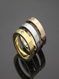 Three Diamond Luxury Love Ring Zirconia Designer Jewellery 18K Gold Plated Wedding Whole Adjustable with Packaging Box1463754