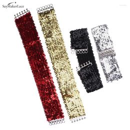 Belts 1pcs Sequin Elastic Glitter Belt Women's Corset Wide Waist Metal Buckle Waistband Decorative Party Dress Accessories