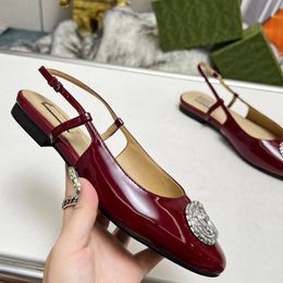 round closed toe women patent leather sandals runway designer high quality slingback female summer new arrive candy colors outside walking flat sandals
