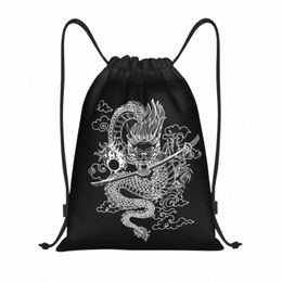 custom White Chinese Drag Drawstring Bags Women Men Lightweight Mythical Mster Sports Gym Storage Backpack u3dm#