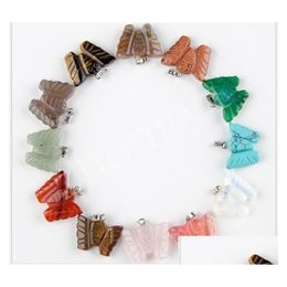 Other Europe Fashion Natural Stone Butterfly Crystal Charms Fit Necklace Mix Style Drop Delivery Jewelry Body Dh8Sx