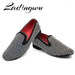 Dance Shoes Ladingwu Latin Men's Suede Rhinestone Ballroom Dancing Men Soft Bottom Social Party Indoor Sports