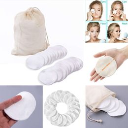 Neues wiederverwendbares Bambus -Make -up -Entferner 12pcs/Packwaschbeckenrunden Reinigung Gesichtsbaumwäsche Make -up -Entfernungspads Tool