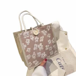 fi Eco-Friendly Shop Bag Linen Butt Tote Bag Large Capacity Grocery Bag Women Casual Handbag Gift 2023 w3ok#
