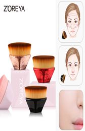 Zoreya Hexagon Foundation Foundation Brush Petal 55 Плоская вершина для лица кабуки румянец пудру для кремовых или жидких косметических2007046