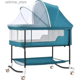 Baby Cribs 0-3 Years Baby Bed Portable Foldable Infant Kid Toddler Crib Removable Newborn Crib Adjusting Stitching Play Game Bed L416