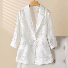 Women's Suits Thin Suit Gauze Small Jacket Summer Organza Outwear Sun Protection Slim Fit Overcoat Women Hollowed Out Coat