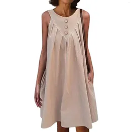 Casual Dresses Women's Summer Square Neck Sundress Loose Flowy Short Tank Vestido Feminino Vestidos Verano Moda 2024