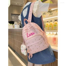 School Bags Floral Backpack Personalised Embroidery Name Kawaii Girls Casual Daypack Ladies Rucksack Unique Gift For Young Handbags