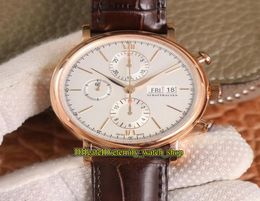 V2 Top version ZF 391020 White Dial Cal79320 ETA A7750 Chronograph Automatic Mens Watch 18K Rose Gold Case Leather Stopwatch Spor2375078