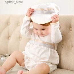 Rompers Baby Boys Baptism 1st Year Birthday Party Dress Christening Infant Jumpsuit Clothing Toddler Boy Rompers+Hat 3-24M L410