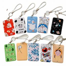 carto ID Card Holder Student Bus Card Case Badge Cards Cover Animal Printed Women Credit Card holder with Hand Rope Lanyard J9aN#