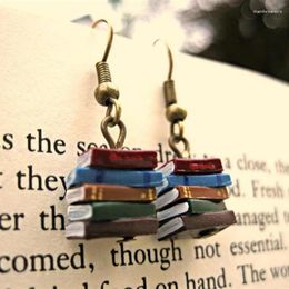 Stud Earrings 2024 Fashion Women Vintage Multilayer Stacking Colorful Books Drop Retro Multicolor Book Pendant Earring