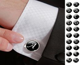 Mens Fashion AZ Single Alphabet Cufflinks Silver Color Letter Cuff Button for Male Gentleman Shirt Wedding Cuff Links Gifts7700954