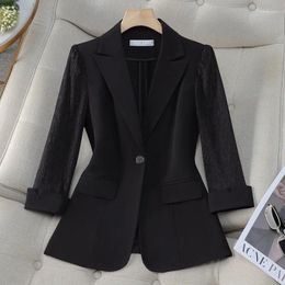 Women's Suits NAVIU 2024 Blazer Women Suit Jacket Female Feminie Notched Collar Business Elegant Office Ladies Blaser Outwear Black