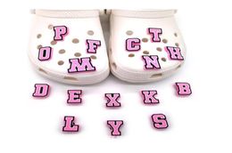 Fashion Shoe Halloween Charms Decoration shoes charm Buckle Pins Buttons Pink English capital letters number kids party7125308